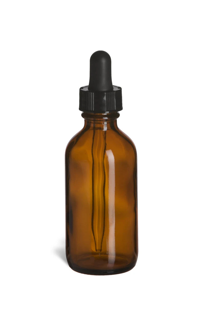 2 oz amber glass bottle with dropper lid